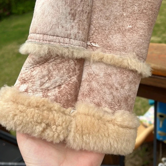 VTG ORIGINAL UNITED SHEEPLINED SUEDE LEATHER LAMB SHEEPSKIN COAT Sz40 - Picture 4 of 8